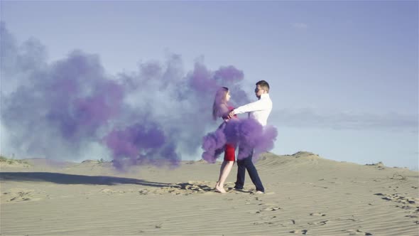 Couple in Love with Colored Smoke