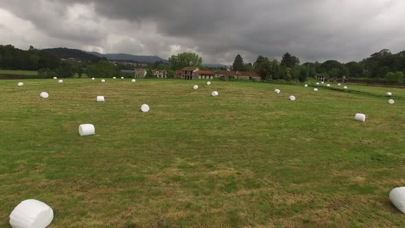 Abandoned Farmland with Haystack in the Field alt