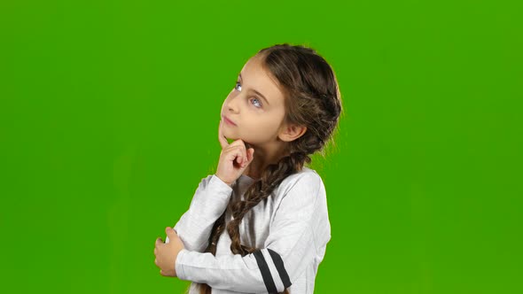 Baby Is Thinking About His Favorite Business. Green Screen alt