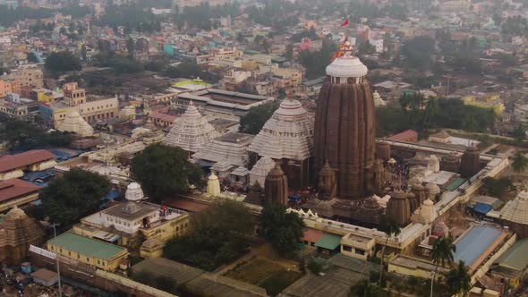 Orissa, India, Jagannath temple, 4k  aerial drone footage alt