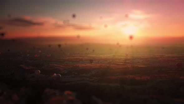 Miniature of Hot Air Balloons Flying in the Sly Over Limestone Valley at the Sunset Filmed By Drone alt