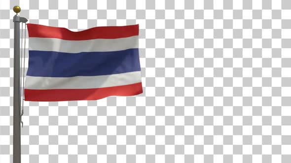 Thailand Flag on Flagpole with Alpha Channel - 4K alt