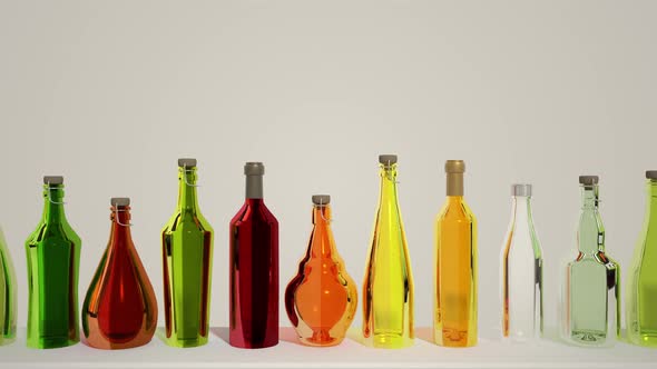 Set of wine and brandy bottles. isolated on white background