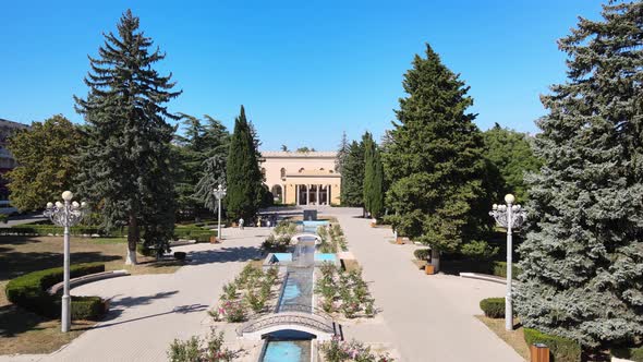 Aerial view of Joseph Stalin Museum in city Gori. Stalin's Homeland alt