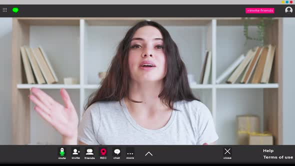 Online Education Greeting Woman Screen Mockup alt