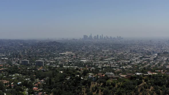 Aerial of Los Angeles with downtown in the distance alt