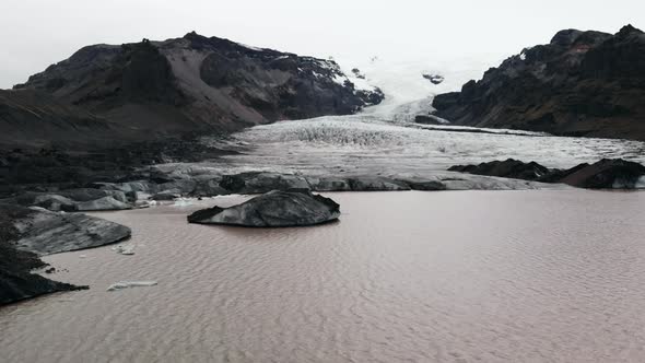 Glacier Vatnajokull and Fjallsarlon Lagoon in Iceland