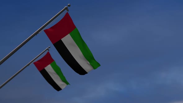 United Arab Emirates Flags In The Blue Sky - 2K
