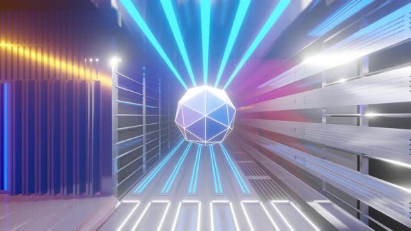 Seamless Loop Scifi Futuristic VJ Tunnel in Blue and Orange Colors alt