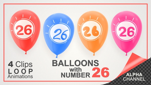 Balloons With Number 26 / Happy Twenty-Six Years Old