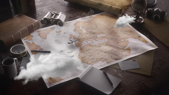 Vintage Travel World Map Country Germany Location alt