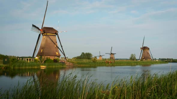 Windmills at Kinderdijk in Holland. Netherlands alt