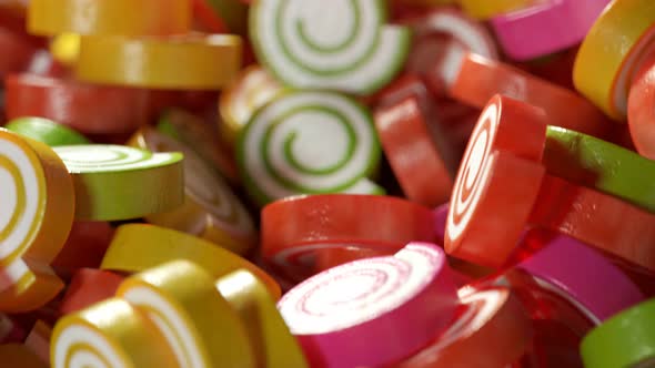 Seamless animation of handmade multicolored sugar sweet candies, treats, bonbons
