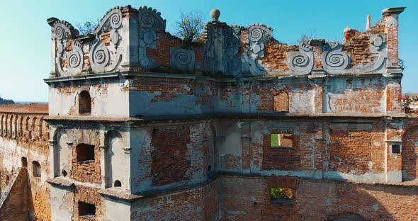 Panoramic aerial shot old castle