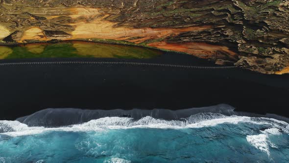 Multicolored Natural Landscape with Bird's Eye View Lanzarote alt