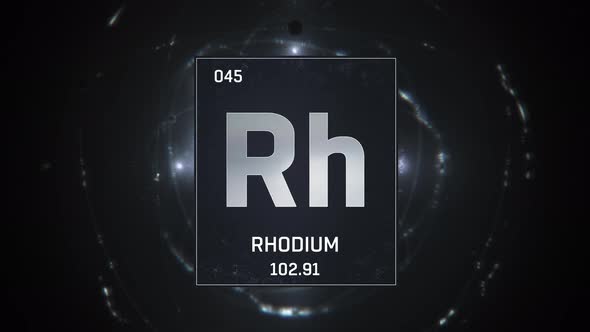 Rhodium as Element 45 of the Periodic Table on Silver Background
