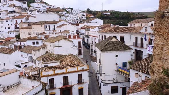 The beautiful village of Setenil de las Bodegas, Provice of Cadiz, Andalusia, Spain. Skyline from Mi alt