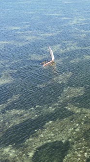 Vertical Video Boats in the Ocean Near the Coast of Zanzibar Tanzania alt