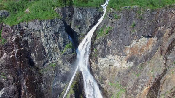 Voringfossen waterfall in Norway, popular tourist attraction.