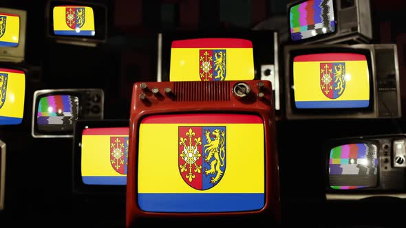Flag of Kreis Kleve (Cleves), District of Germany, on Retro TVs.