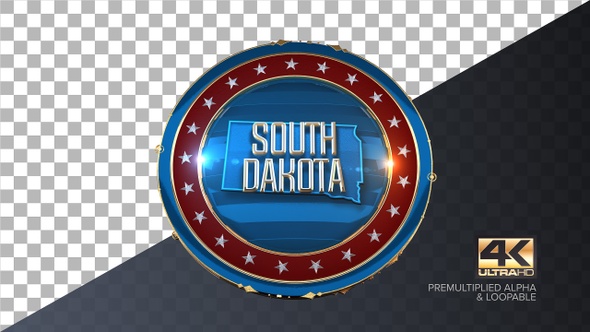 South Dakota United States of America State Map with Flag 4K