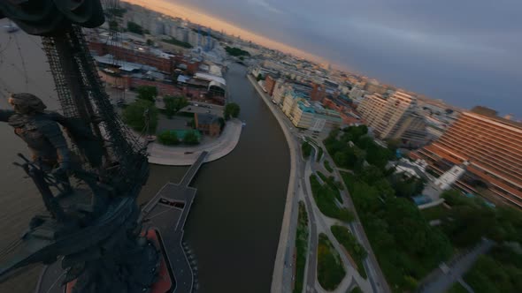 Drone Shot of Cathedral of Christ the Savior Moscow Russia August 2021