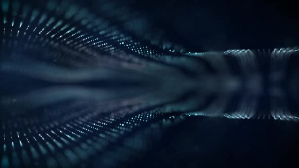 Blue Glowing Particles Move Smoothly On A Blue Background alt