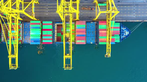 Timelapse Container ship at industrial port  import export commercial trade global business logistic