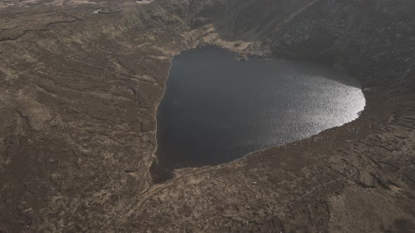 Aerial View Of Lough Ouler Lake At Summer In Wicklow Mountains, Ireland. alt
