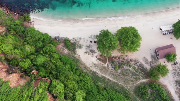 Aerial view of Koh Larn beach, Pattaya with blue turquoise seawater