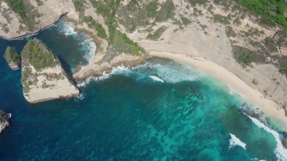 Aerial View Beautiful White Sand Diamond Beach Turquoise Ocean Mountains alt