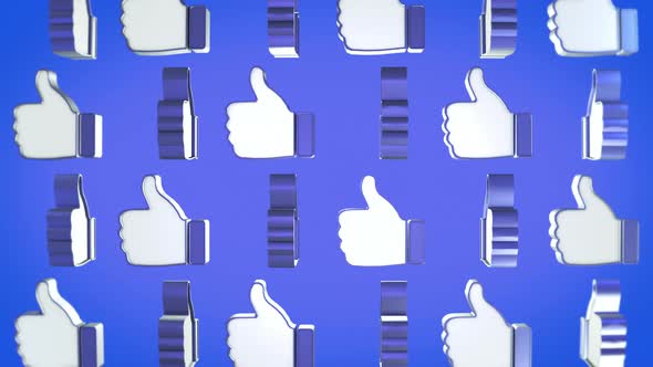 Social media upvote button sign emojis are floating in the blue background alt