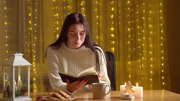 Relaxed Woman Book Tea Christmas Eve