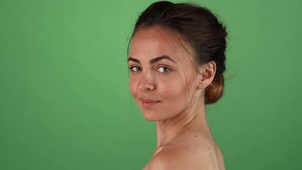 Beautiful Young Woman Smiling Joyfully To the Camera alt