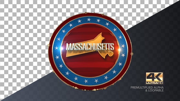 Massachusetts United States of America State Map with Flag 4K