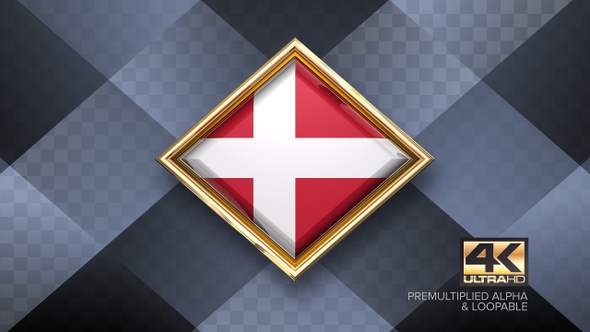 Denmark Flag Rotating Badge 4K Looping with Transparent Background