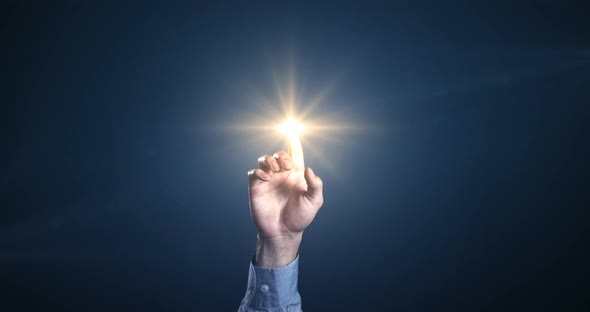 Hand of businessman using digital interface screen alt