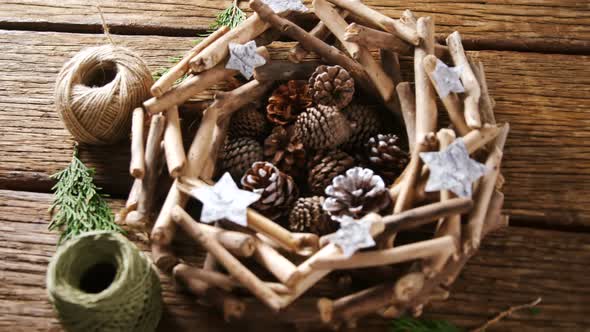 Christmas decoration on wooden table alt