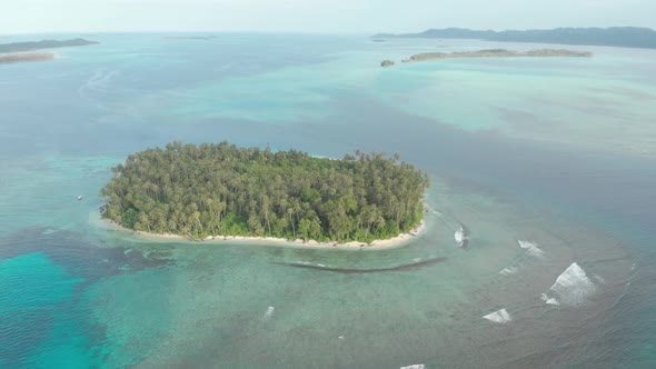 Aerial: flying over desert beach white beach tropical caribbean sea alt