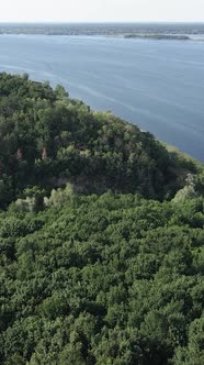 Vertical Video Aerial View of the Dnipro River  the Main River of Ukraine alt