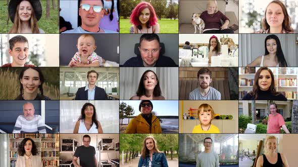 Montage of Happy Gender Ethnicity Looking at Camera alt