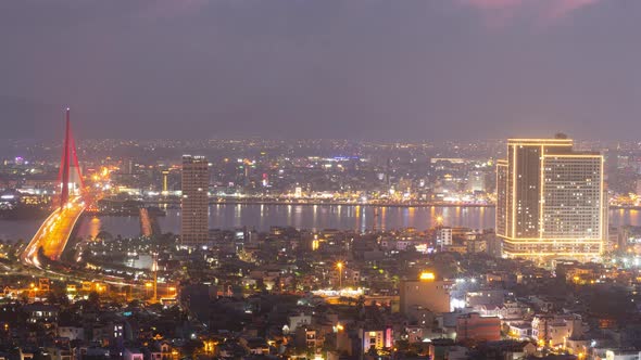 Spectacular Cinematic and Timelapse View of a Modern Industrialized City in Vietnam with Beautiful alt