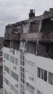Vertical Video of a House That Was Damaged During the War in Ukraine alt