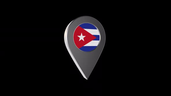 3d Animation Map Navigation Pointer With Cuba Flag With Alpha Channel  - 2K alt