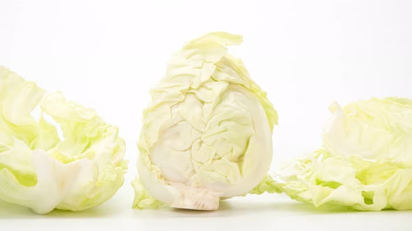 Stop motion animation Cabbage isolated on white background