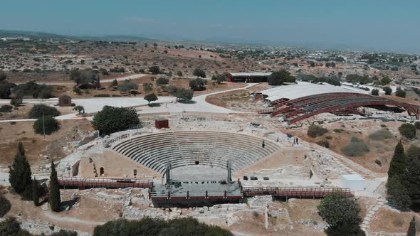 Drone View of the Ancient Theatre with Modern Technic in Cyprus
