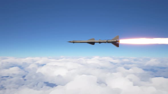 Missile Fly Above the Clouds 4k