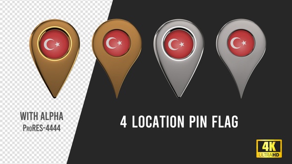 Turkey Flag Location Pins Silver And Gold alt