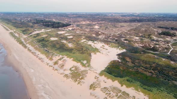 Aerial view of dunes and North Sea, Hollands Duin, Wassenaar, Netherlands alt