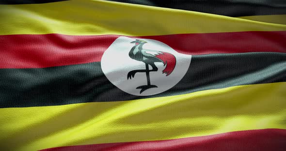 Uganda national flag waving loop 4K alt